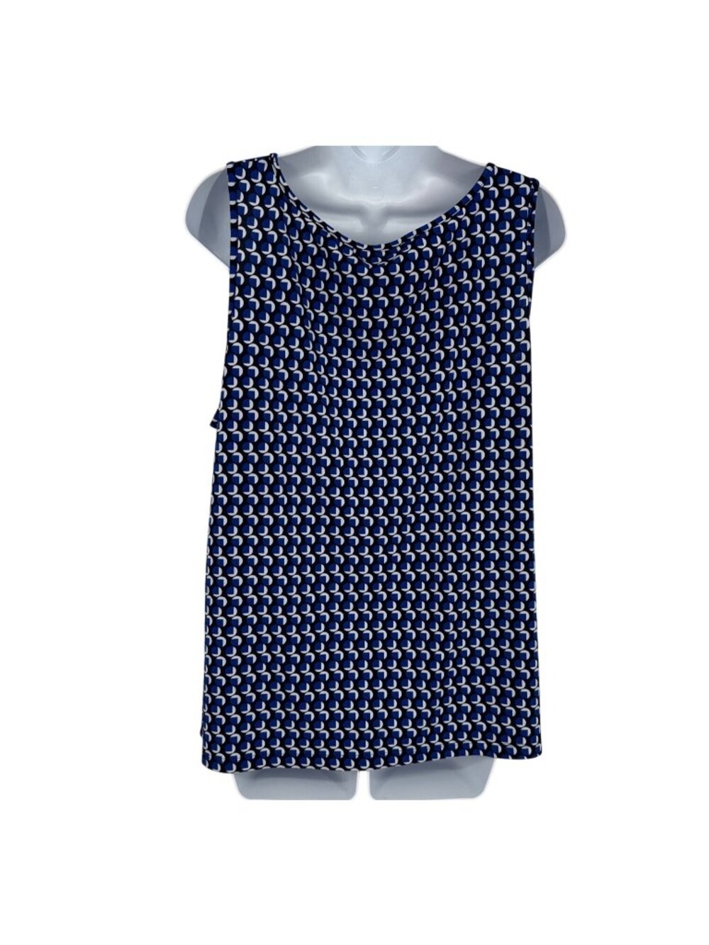 Susan Graver Blue & White Geometric Print Sleeveless Tank Top Women's Size 1X - Picture 2 of 8